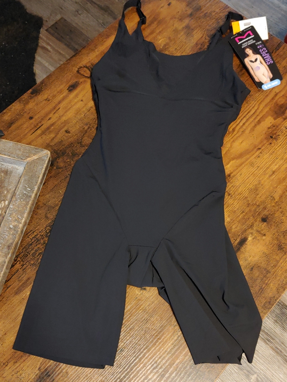 NWT Maidenform Small Black Open Bust Body Shaper Firm Hold